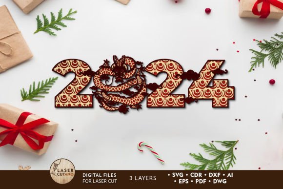 Download New Year 2024 Multilayer Cut Template - New year Collection
